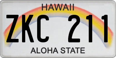 HI license plate ZKC211