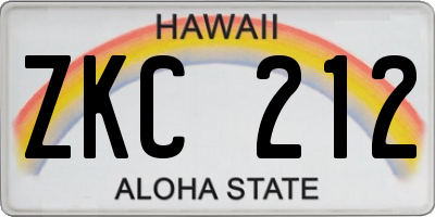 HI license plate ZKC212