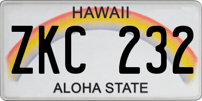 HI license plate ZKC232