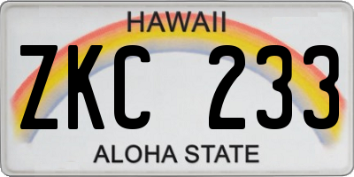 HI license plate ZKC233
