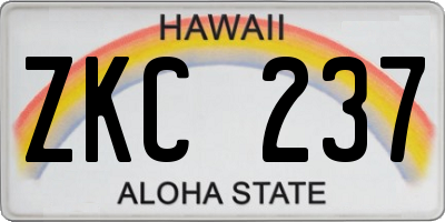 HI license plate ZKC237