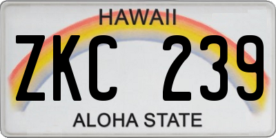 HI license plate ZKC239