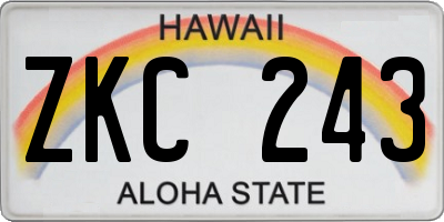 HI license plate ZKC243