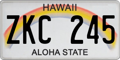 HI license plate ZKC245