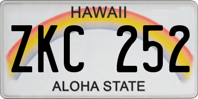 HI license plate ZKC252