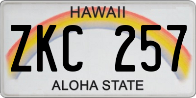 HI license plate ZKC257