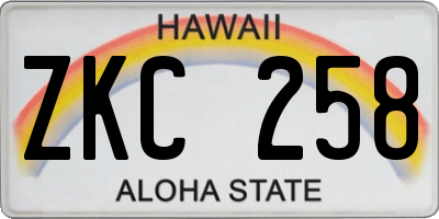 HI license plate ZKC258