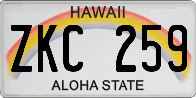 HI license plate ZKC259