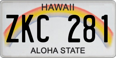 HI license plate ZKC281