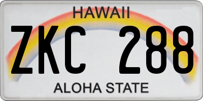 HI license plate ZKC288