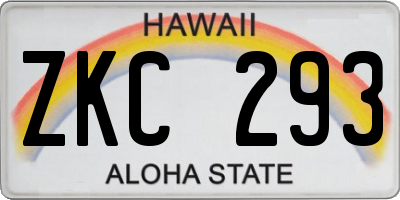 HI license plate ZKC293