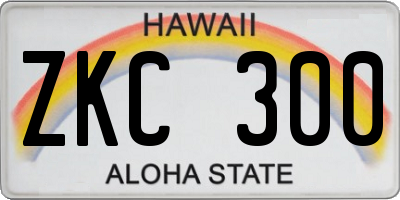 HI license plate ZKC300