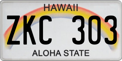 HI license plate ZKC303