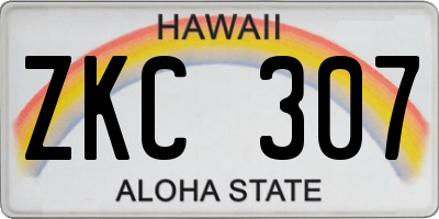HI license plate ZKC307