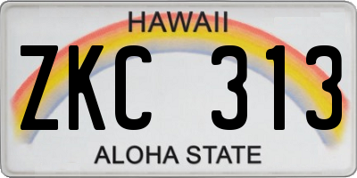 HI license plate ZKC313