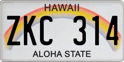 HI license plate ZKC314