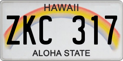 HI license plate ZKC317