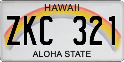 HI license plate ZKC321