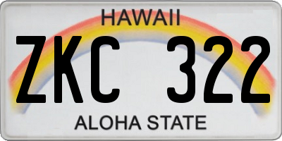 HI license plate ZKC322