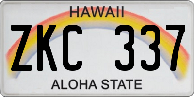 HI license plate ZKC337