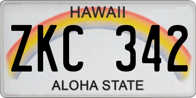 HI license plate ZKC342