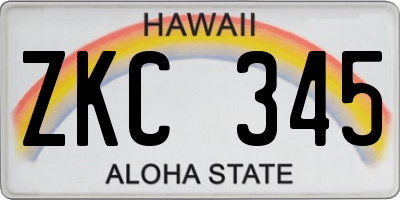 HI license plate ZKC345