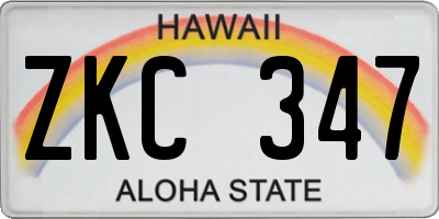 HI license plate ZKC347