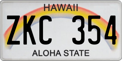 HI license plate ZKC354