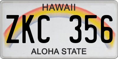 HI license plate ZKC356
