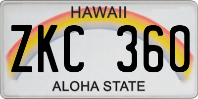 HI license plate ZKC360