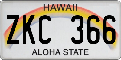 HI license plate ZKC366
