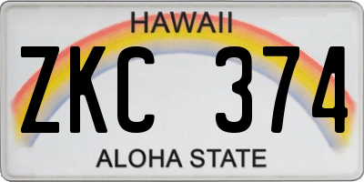 HI license plate ZKC374