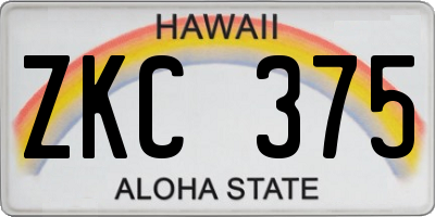 HI license plate ZKC375
