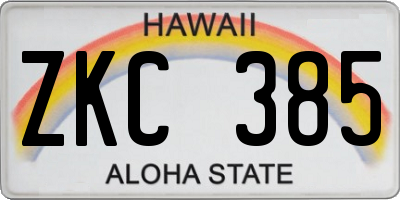 HI license plate ZKC385