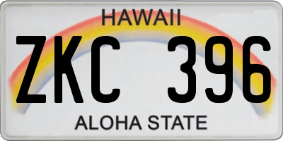 HI license plate ZKC396