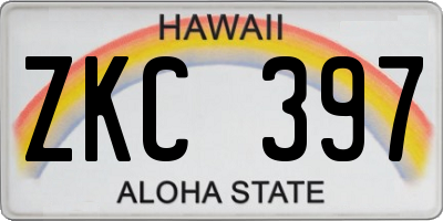 HI license plate ZKC397