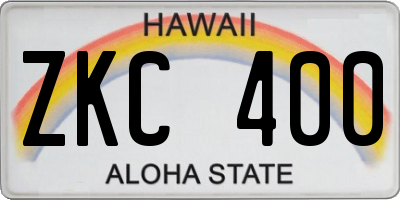 HI license plate ZKC400