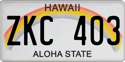 HI license plate ZKC403