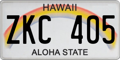 HI license plate ZKC405