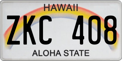 HI license plate ZKC408