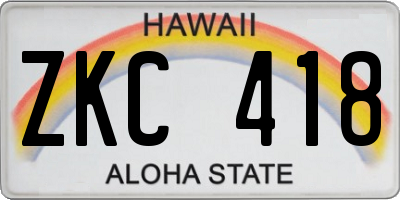 HI license plate ZKC418