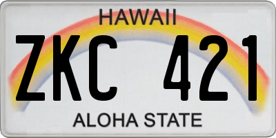 HI license plate ZKC421