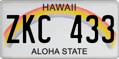 HI license plate ZKC433