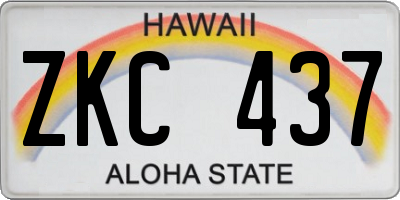 HI license plate ZKC437