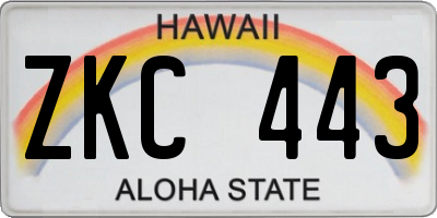 HI license plate ZKC443