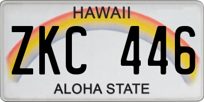 HI license plate ZKC446