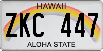 HI license plate ZKC447