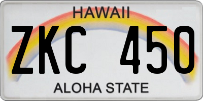 HI license plate ZKC450