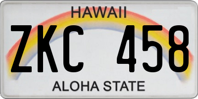 HI license plate ZKC458