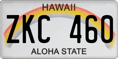 HI license plate ZKC460